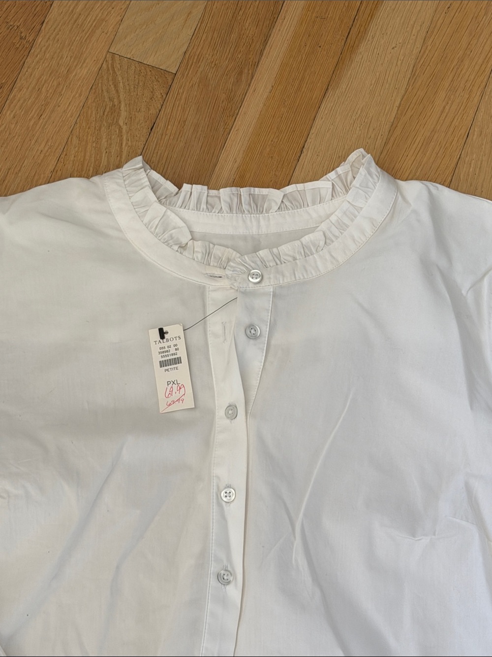 Talbots White Ruffle Collar Button-Front Top PXl - Picture 2 of 3